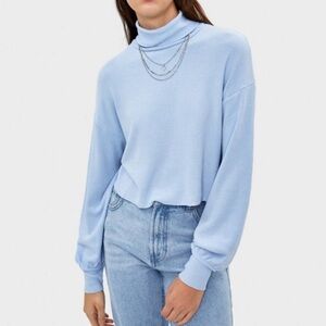Bershka Light Blue Turtleneck Top